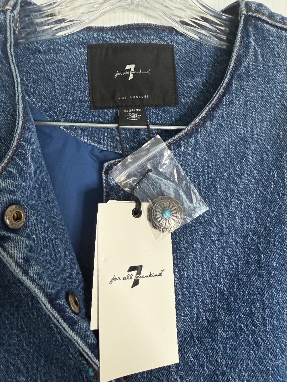 7 FOR ALL MANKIND Denim Dress NWT Western Button Front Size ___8 - Picture 3 of 7